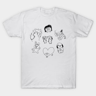 BTS BT21 DRAWING - BLACK T-Shirt